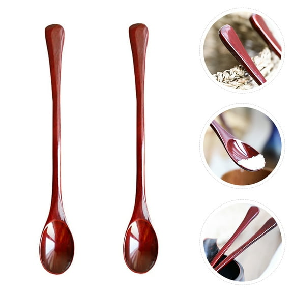 WHAMVOX Wooden Honey Stirring Spoons Practical Design for Families 2Pcs 7.5X1.2X0.4In