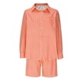 thumbnail image 3 of APEXFWDT Womens Striped 2 Piece Outfits Button Down Shirts and Shorts Lounge Matching Sets Summer Beach Vacation Outfits,XXL,Pink, 3 of 7