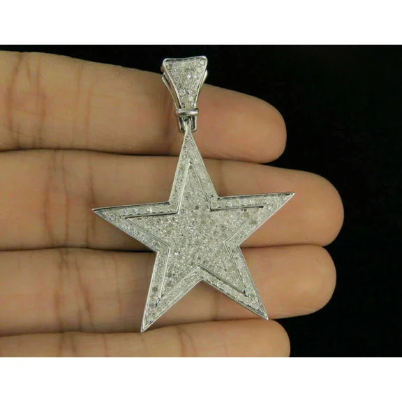 2CT Round Cut White 14K White Gold Plated Moissanite Star Pendant Charm