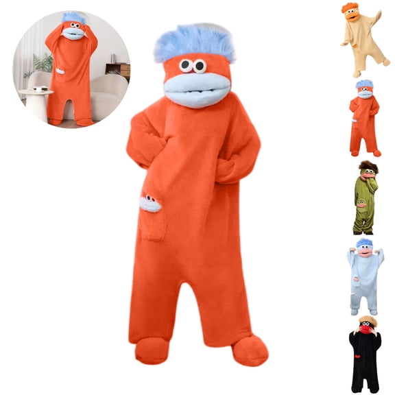 Mfakffe Big Mouth Monster Onesie Plush Monster Onesie Pajamas Cozy Home Loungewear for Sleep & Party (No Shoes Included)