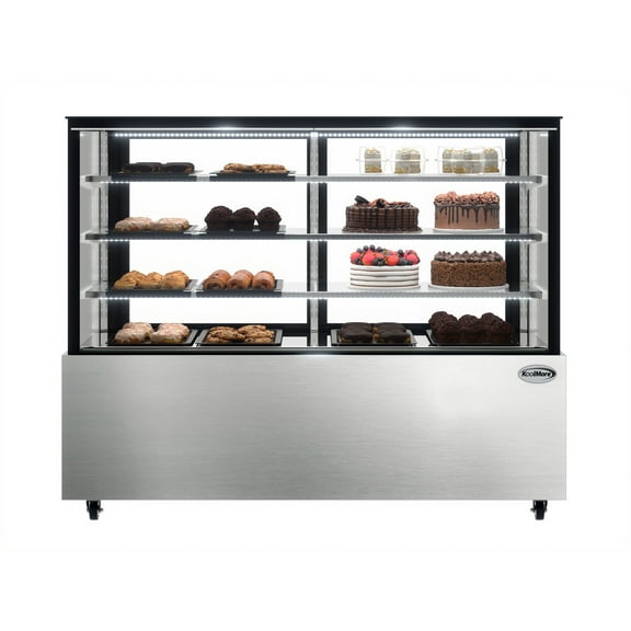 71 in. Refrigerated Bakery Display Case for Cakes, Stainless Steel Frame, 30 cu. ft. RBD30C.