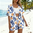 thumbnail image 4 of Antqov Beach Outfits for Women, Fashion Style Tropical Print Short Sleeve Loose Fitting Blouse Shorts Set, Summer Vacation Soft Lightweight Comfy 2 Piece Sets Beachwear, 4 of 7