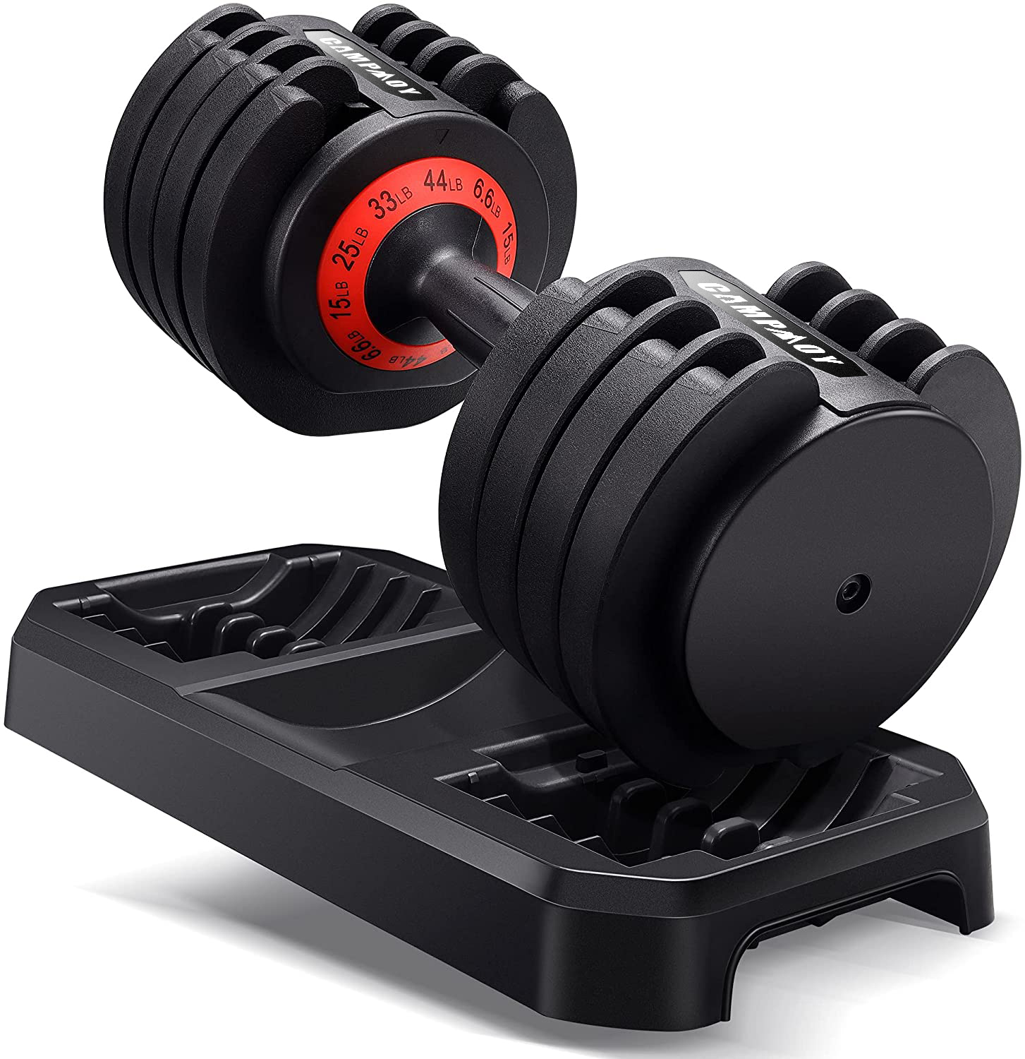 Campmoy Adjustable Dumbbell 6.6-44 lbs Single Weight Dumbbell with Anti-Slip Metal Handle Extra Safe Lock System for Full Body Workout Home Gym Men/Women - image 1 of 8