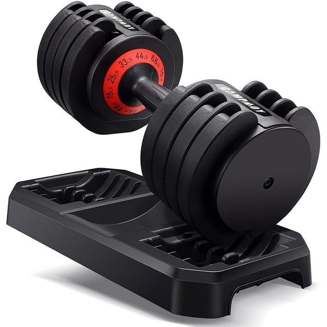 Campmoy Adjustable Dumbbell 6.6-44 lbs Single Weight Dumbbell with Anti-Slip Metal Handle Extra Safe Lock System for Full Body Workout Home Gym Men/Women