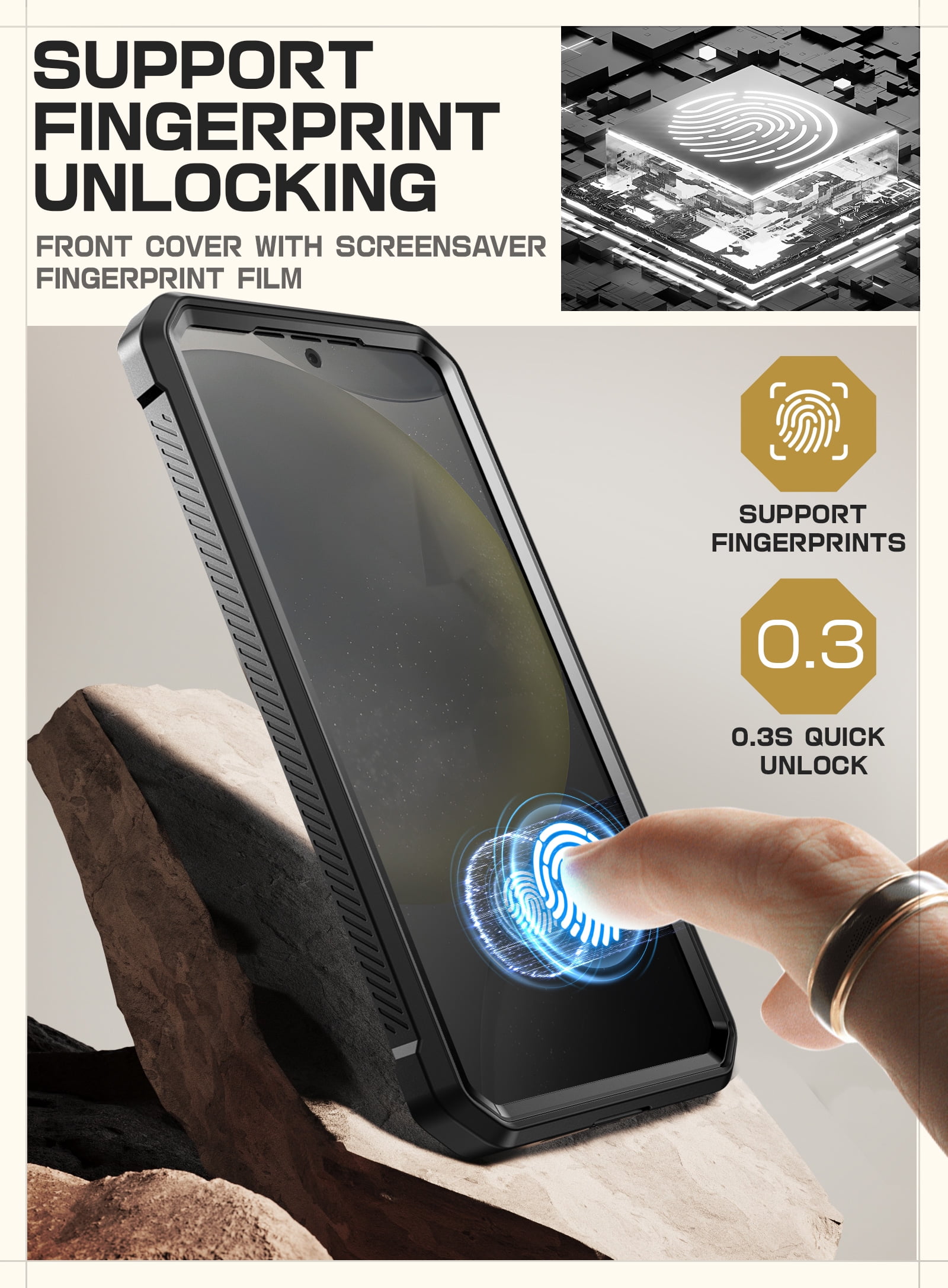 SUPCASE for Samsung Galaxy S25 Case with Stand, [Unicorn Beetle Pro] [2 Front Frames] [Built-in Screen Protector & Belt-Clip] Military-Grade Protection Phone Case Cover for Galaxy S25, Black