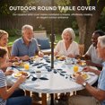 thumbnail image 2 of Round Outdoor Tablecloth with Umbrella Hole and Zipper, Navy Blue Ombre Botanical Fitted Table Cover with Elastic Edge for 36-44 Inch, Watercolor Pastoral Leaf Rustic Waterproof Patio Tablecoths, 2 of 9