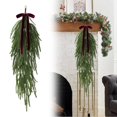thumbnail image 2 of 4 Pack 24 Inch Christmas Teardrop Wreaths with Rustic Velvet Ribbon Bow, Artificial Greenery Door Wall Decor for Porch Mantel Holiday Decoration, 2 of 9