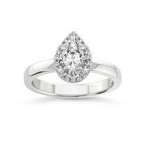 1 Carat IGI Certified Pear Shape Lab Grown Diamond Engagement Ring | 14K White Gold | Anna Hidden Accents Halo Lab Diamond Ring | FG-VS1-VS2 Quality Friendly Diamonds