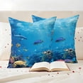 thumbnail image 3 of Blue Turtle Coastal Outdoor Waterproof Pillow Covers, Summer Beach Nautical Ocean Coral Decorative Square Throw Pillowcase Sofa Cushion Sham for Patio/Couch/Chair, 18"x18" 2 Pack, 3 of 8