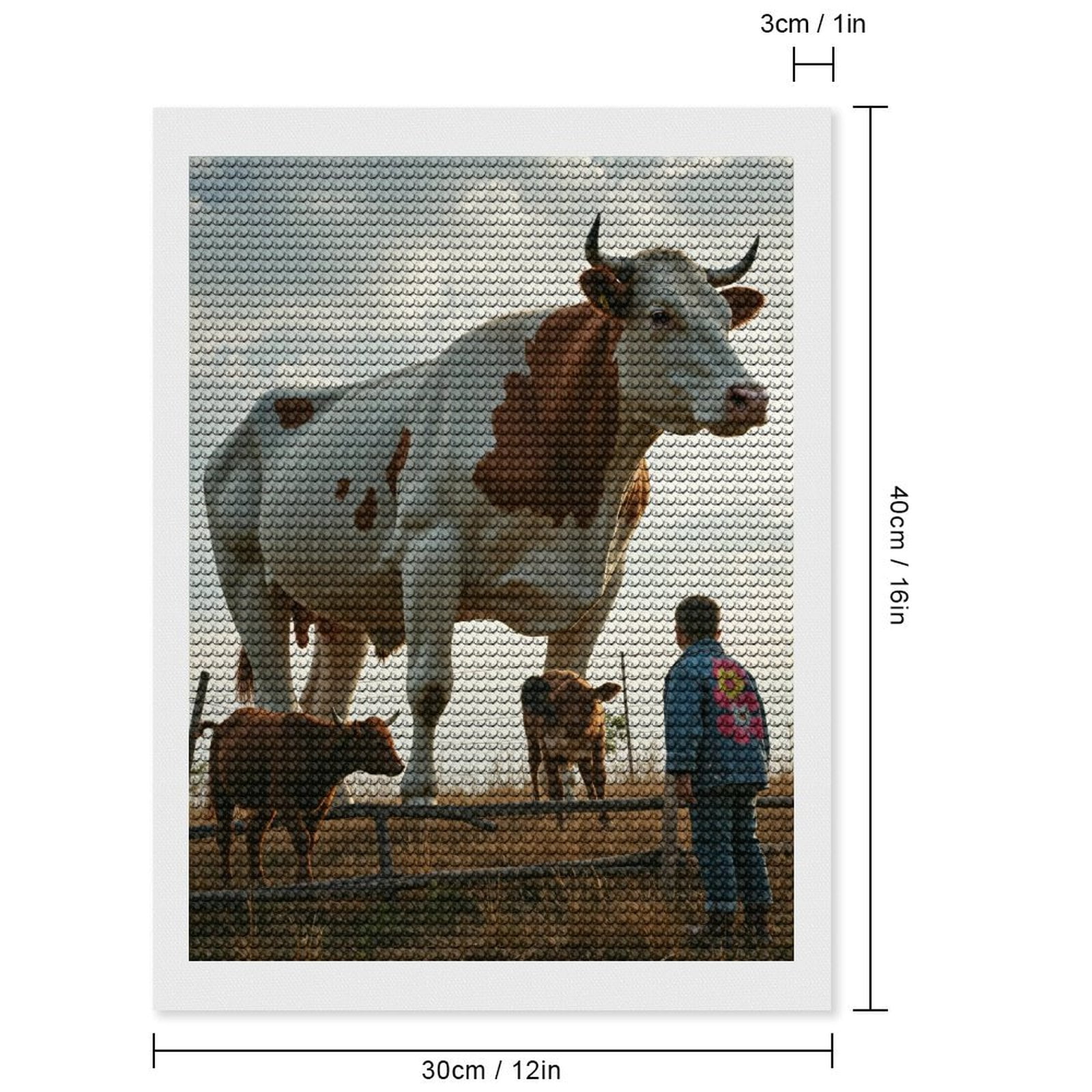 Diamond Art Kits for Adults, Farm Giant Calves Encounter 5D Diamond Painting Kits for Adults Beginners, DIY Full Drill Diamond Painting, Gem Art and Crafts 12x16