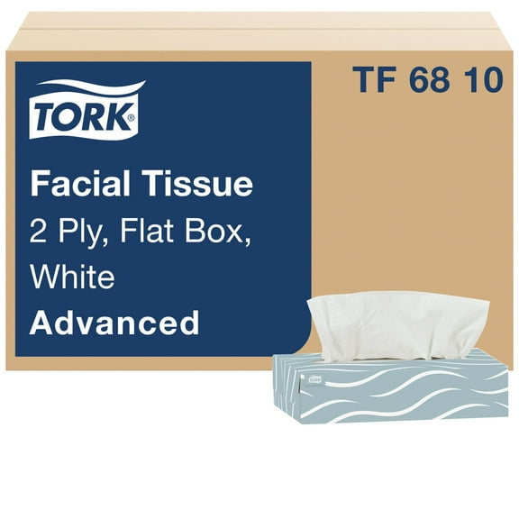 Tork Advanced 2 Ply Facial Tissue, Flat Box White, TF6810, 100 per Box | 30 Boxes/Case