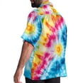 thumbnail image 3 of tie dye100 Men's Short Sleeve Printed Button Down Beach Shirt Casual Summer Unisex Tops with Spread Collar, 3 of 6