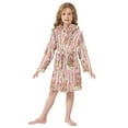 thumbnail image 6 of FORMRS Niños Bathrobe Unisex Hooded Robe Soft Plush Pajamas Sleepwear, Size 7-9T, Beige Gingerbread Houses, 6 of 7