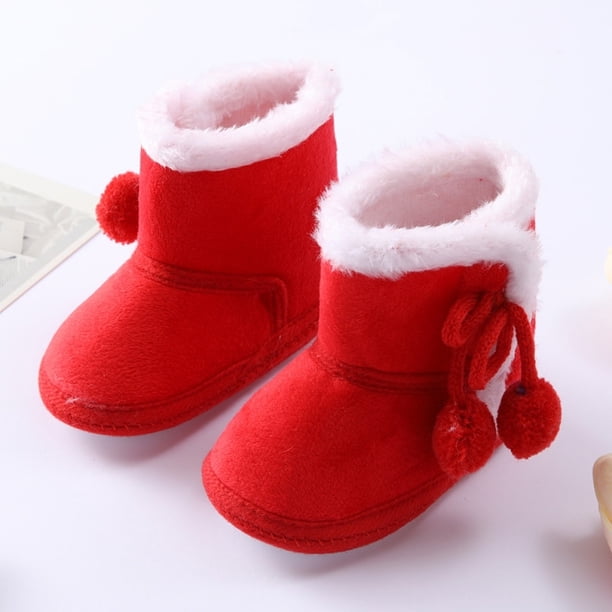 Baywell-Botas cálidas de piel para recién nacido, zapatos de suela suave para niño y niña de 0 a 18 meses, para otoño e invierno, 1 año