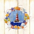 thumbnail image 2 of Escobedo, Mary  20x20 Black Ornate Wood Framed with Double Matting Museum Art Print Titled - Coastal Lighthouse Wreath, 2 of 4