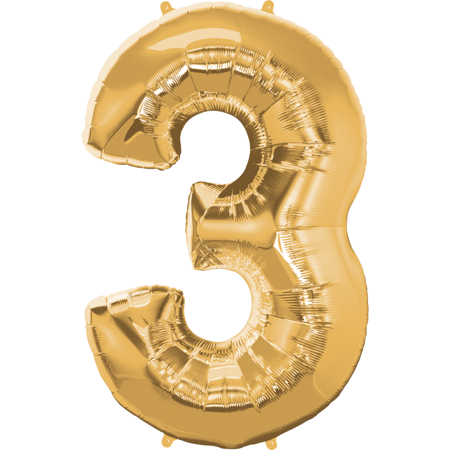 Way To Celebrate 44" Number 3 Gld/slv Foil Balloon