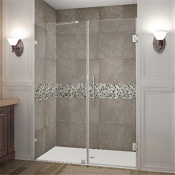 Nautis 52 x 72 in. Completely Frameless Hinged Shower Door in Chrome