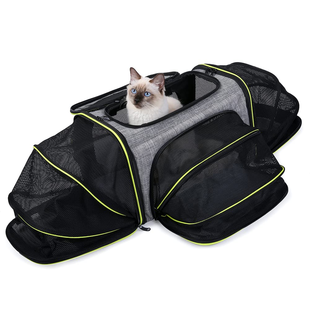 Airline Approved Pet Carrier,4 Sides Expandable Carrier Bag with Fleece Pad,Portable Pet Travel