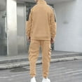thumbnail image 5 of Yusimy Men's Solid Color 2-Piece Athletic Tracksuit Button-Down Collar Long Sleeve Zipper Pocket Sports Pants Casual, 5 of 8