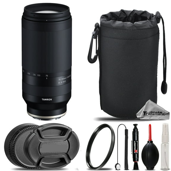 Tri-State Camera TAMAF70300SYS03 Lens UV Filter Hood Lens Pouch Cleaning Kit Sony E, Black