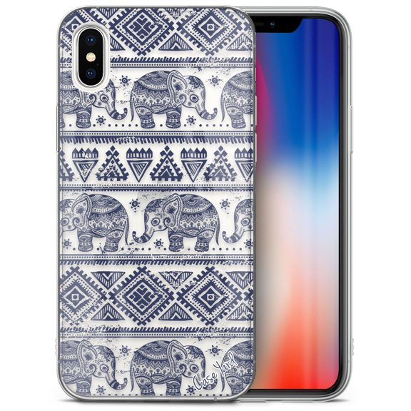 Case Yard iPhone-X Case Clear Soft & Flexible TPU Ultra Low Profile Slim Fit Thin Shockproof Transparent Bumper Protective Cover Drop Protective Cell Phone Cases (Elephant Pattern)