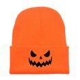 thumbnail image 4 of CUZIBR Women Knitted Beanie Hat Halloween Pumpkin Face Pattern Soft Stretchy Thermal Fall Winter Hat Holiday Party Cosplay Headwear For Adults, 4 of 4