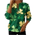 thumbnail image 2 of St. Patrick's Day Sweatshirt for Women Striped Shamrock Graphic Quarter Zip Pullover Long Sleeve Loose Fit Soft Festive Holiday Clothes, 2 of 5