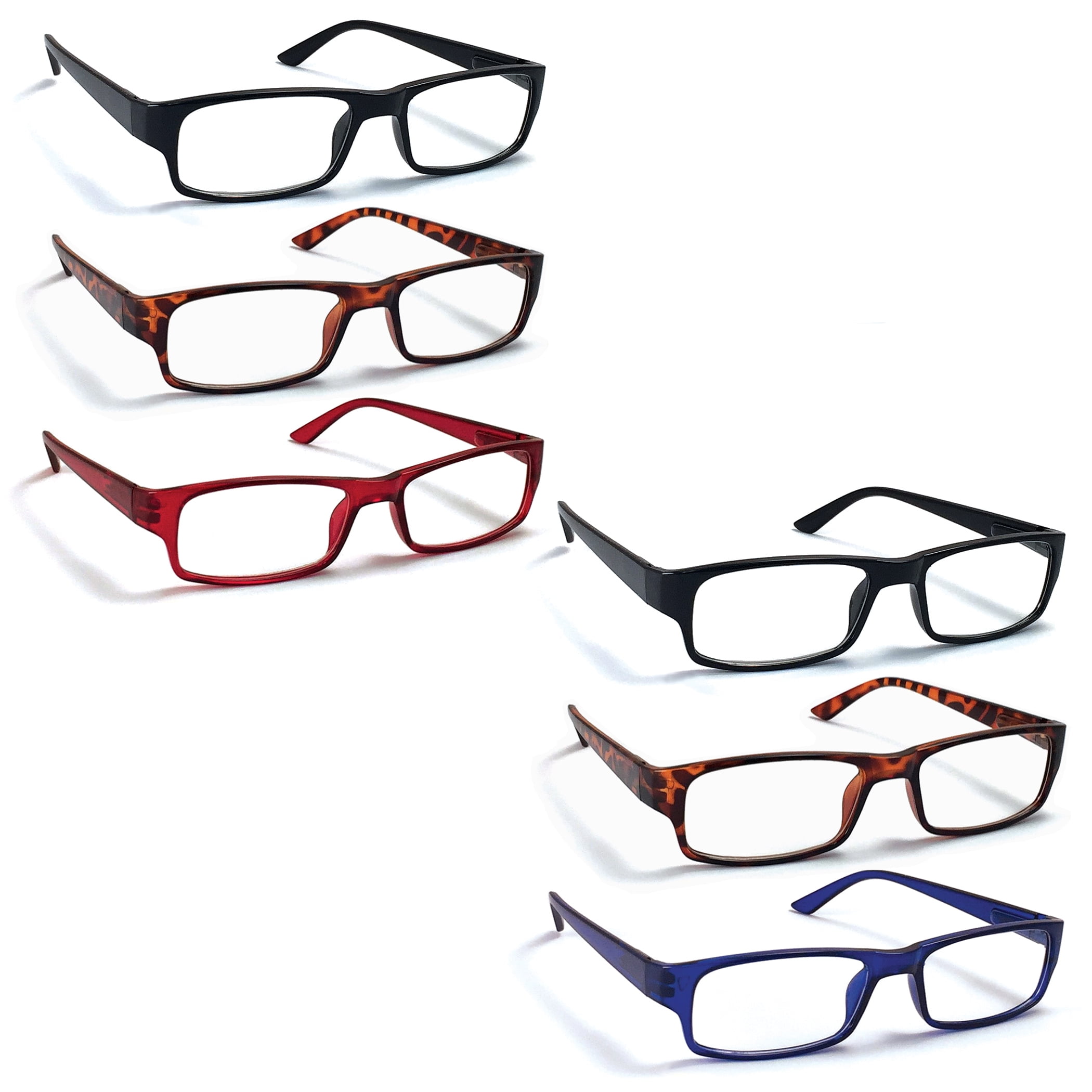 for Men and Women 6 Pack Reading Glasses by BOOST EYEWEAR with Spring Loaded Hinges Traditional Frames in Assorted Colors 