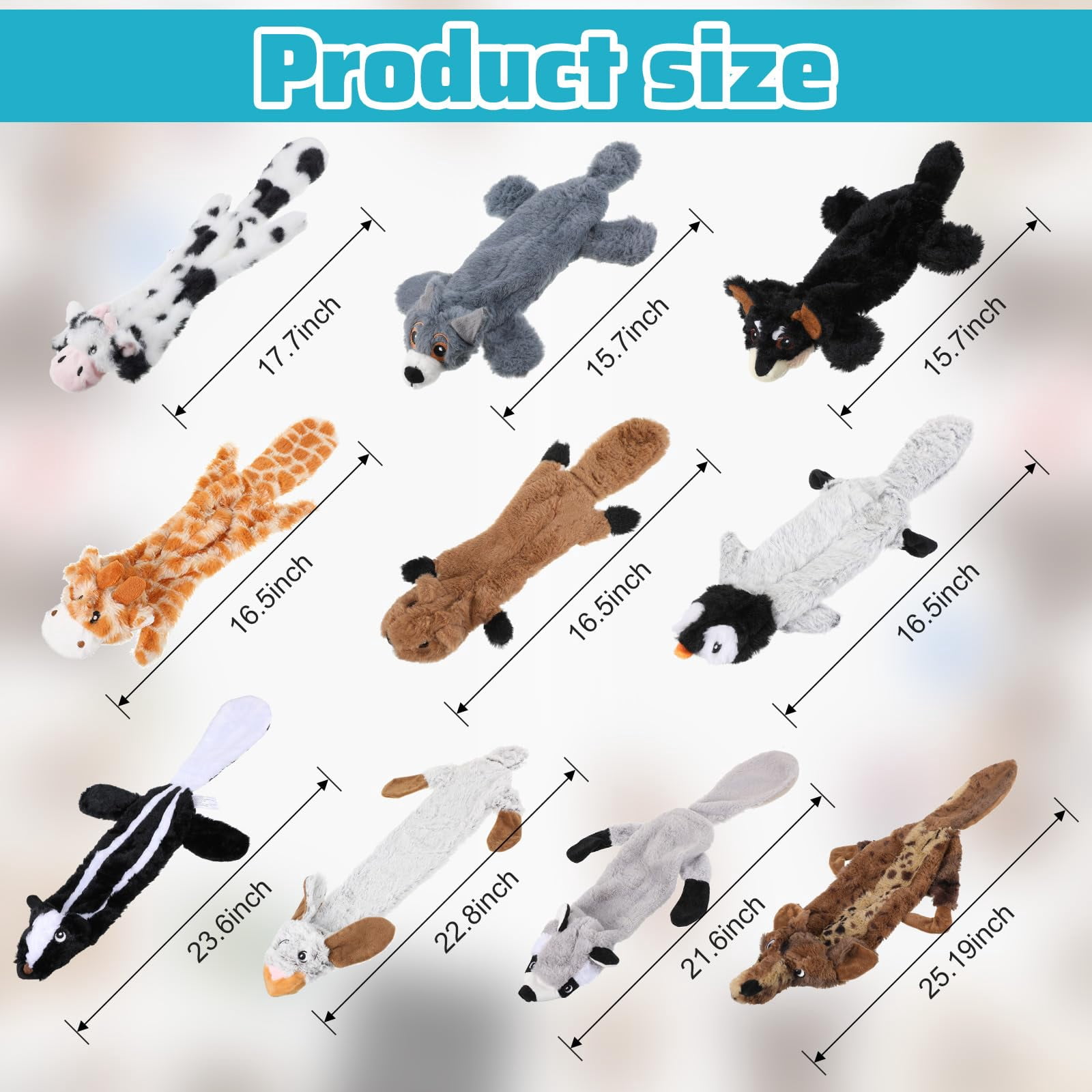 10 Soft Dog Squeaky Toys No Stuffing Crinkle For Aggressive Chewers Durable Plush Puppy Squeak Animals Small Medium Large Pets  10 Styles (classic Style)