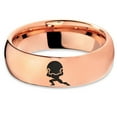 thumbnail image 2 of Tungsten Strong Bodybuilder Carrying Rock Band Ring 7mm Men Women Comfort Fit 18k Rose Gold Dome Polished, 2 of 4