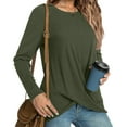 thumbnail image 7 of Annhoo Womens Long Sleeve Tops Elegant Cross Front Round Neck Shirts Fall Casual Loose Going out Blouses for Leggings, 7 of 7