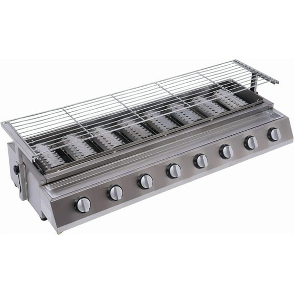 Stainless Steel Patio Garden Barbecue Grill | BBQ Gas Grill Smoker | Professional Portable Tabletop | For Outdoor Barbecues Camping Traveling Picnics Garden Beach Party