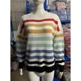thumbnail image 2 of Rainbow Striped Knit Sweater (M, Orange), 2 of 2