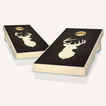 Skip's Garage Buck Stained Solid Wood Cornhole Board Set