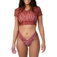 thumbnail image 1 of Kmbangi 2Pcs Women's Summer Bikini Swimsuit, Short Sleeve Zebra Print Tops + Botttom Rashguard Swimsuits Bathing Suits for Beach, 1 of 9