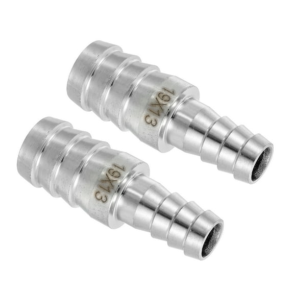 2Pcs 3/4" to 1/2" Hose Barb Reducer Pipe Fitting, 304 Stainless Steel Hose Pipe Fitting Sanitary Adapter for Vacuum Systems, Industrial Pipe Connections, Silver