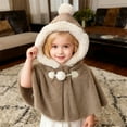 thumbnail image 4 of Krdevn Girls Fleece Cape Poncho Warm Thick Lined for Baby Toddler Winter Outerwear Cozy Hooded Jacket,2-3 Years, 4 of 6
