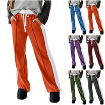 Women's Sweatpants Wide-leg Pants Spring Summer Fashion Solid Color Pockets Outwear Wide Leg Drawstring Long Pants Trousers For Athletic Pants for Workout, Jogging, Running Orange S