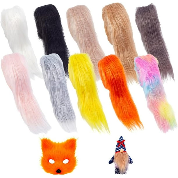 10 piezas de tela de pelo sintético en 10 colores, 2 x 59 pulgadas, tiras de pelo suave y esponjoso para tela de peluche Therian.