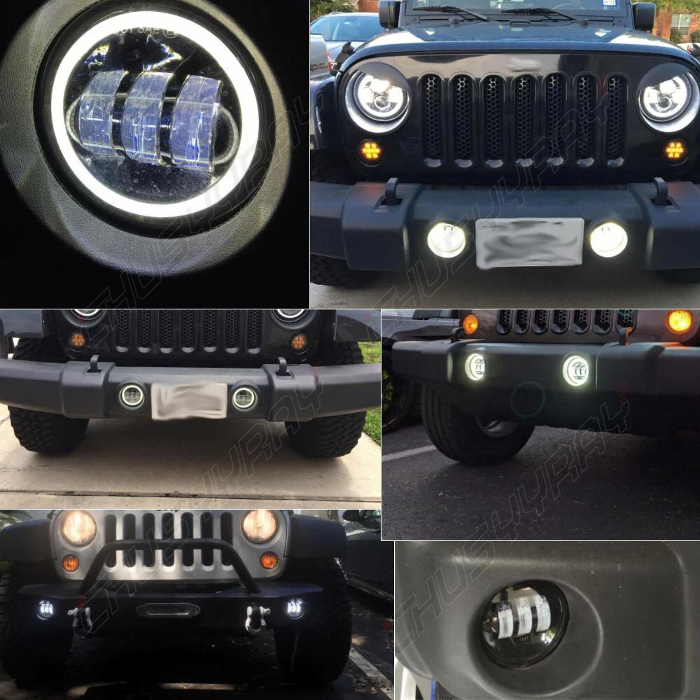 CHUSYYRAY 7 Inch LED Headlamp Headlights & 4'' Fog Lights Combo Kit For Jeep Wrangler JK 2007 2008 2009 2010 2011 2012 2013 2014 2015 2016 2017 2018