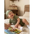 thumbnail image 3 of BemeyourBBs Baby Boy Summer Clothes Infant Baby Boys Fishing Outfit Newborn Baby Boy Hospital Going Home Outfit Ribbed Romper Short Sleeve Newest Fishing Buddy Letter Print Jumpsuit with Hat, 3 of 9