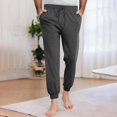 thumbnail image 1 of Men Fashion Casual Comfy Solid Pocket Bandage Drawstring Regular Pants, 1 of 1