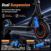 Electric Scooter Adults 500W Motor Up to 22MPH 30Mile Range Dual Suspension 10 Inch Solid Tires Foldable Commuter Scooter Dual Braking System