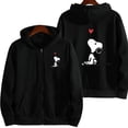 thumbnail image 1 of Snoopy-Chaqueta blanca con capucha y cremallera para mujer, sudadera informal para hombre, ropa de gran tamaño con dibujos de Anime para parejas, primavera y otoño 2024, 1 of 2