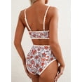 thumbnail image 2 of Conjunto de bikini Herseas para mujer con estampado floral, cintura alta, naranja XL, 2 of 6