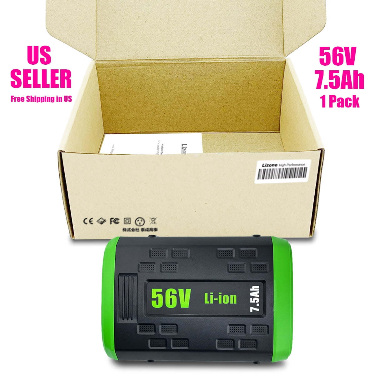 BA4200T 56V 7.5Ah Battery Replacement for EGO 56V Lithium Battery Compatible with EGO 56V Power 5.0Ah BA2800 BA2800T Battery Green