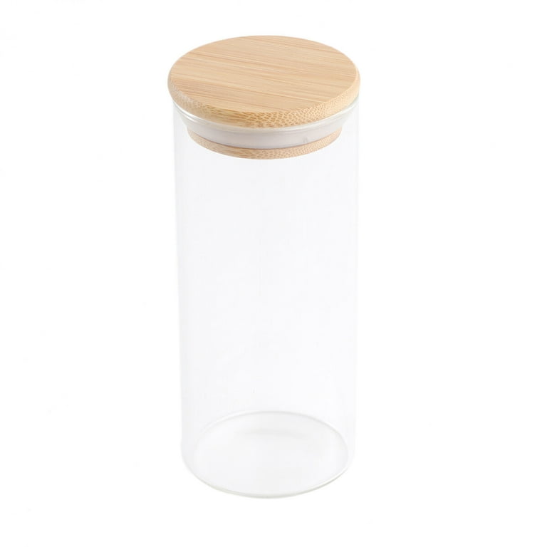 Glass Jar Loose Tea Coffee Bean Sugar Salt Food Storage Container + Bamboo  Lid