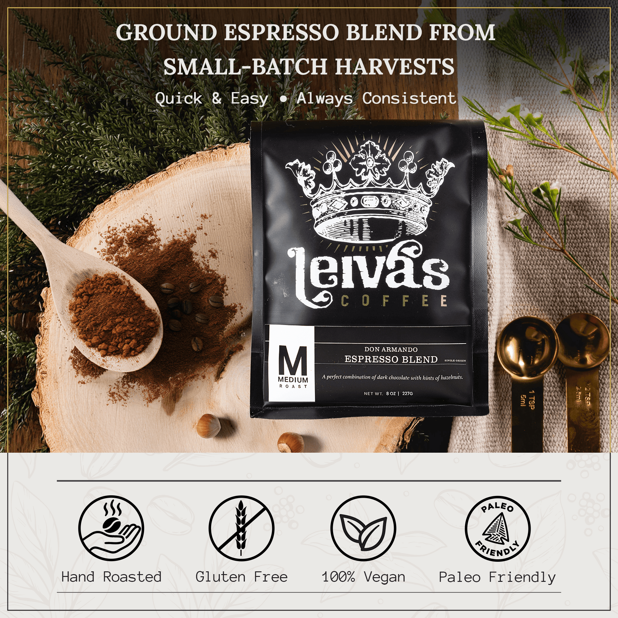 Leivas Medium Roast Whole Bean Coffee (8 Oz) - Roasted to Order, Single Origin Guatemalan Beans - Abuela Reina Whole Beans w/ Vanilla, Blueberries & Chocolate Notes - Low Acidity Roast 2 Pack
