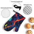 thumbnail image 3 of Honeii Neon City Map Pattern Oven Mitts and Pot Holders, Silicone Oven Gloves,500 F Heat Resistant Oven Mitts Sets, 4PCS, 3 of 6