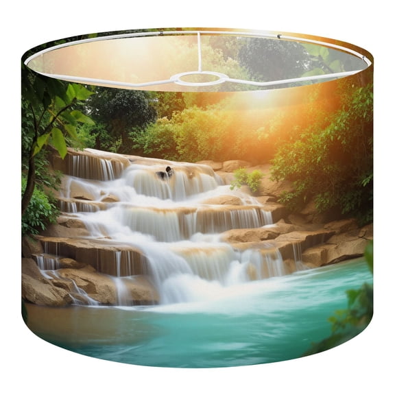 Linen Drum Lampshades Dunn s River Falls Jamaica 13"x13"x10" Light Shade for Table Lamps Floor Lamps Drum Lamp Shades Lampshade Replacement Kids Bedroom Cabin Decor Assembly Required
